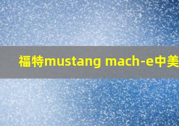 福特mustang mach-e中美售价